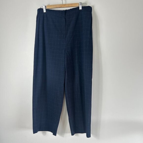 Norse Projects Anea Grid Navy Plaid Wide Leg Pants 40 - Picture 2 of 6